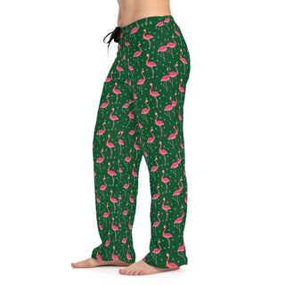 Women's Holiday Pajama Pants, Flamingo Beach Christmas Womens Pajama Pants Berry Jane