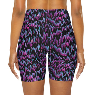 Women's High Waisted Swim Shorts, UPF 40+ Abstract swim shorts Berry Jane