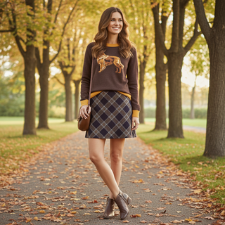 Golden Retriever Fall Sweater, Knit Crewneck - Brown Sweaters Berry Jane™