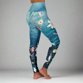 Women's Swim Leggings, Surf Swim PaddleBoard, Ocean Floral Swim leggings Berry Jane