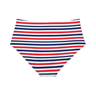 Classic Red, White & Blue Stripe Mid-Rise Bikini Bottoms Swimsuit Bottoms Berry Jane