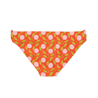 Low Rise Side Tie Bikini Bottoms, 70s Mod Bohemian Floral Swimsuit Bottoms Berry Jane