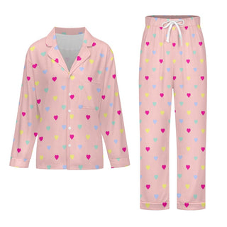 His and Hers Valentines Day PJs Pastel Hearts Print Pajamas Pajama Sets Berry Jane