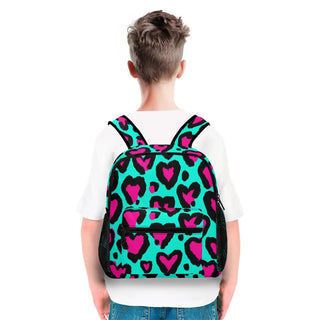 Kids Double Pocket Mini Kids Backpack, Leopard Hearts Backpacks Berry Jane