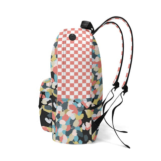 XLarge 17 Inch Twill Vegan Leather School Backpack, Multi Dots Backpacks Berry Jane