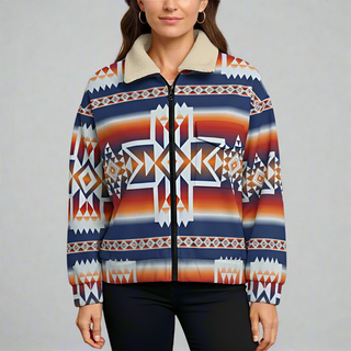 Women’s Southwestern Sherpa-Lined Cropped Jacket – Zip-Up Women's Jackets Berry Jane™