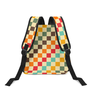 Kids 11" Small Backpack, 70s Vintage Retro Checker Backpacks Berry Jane