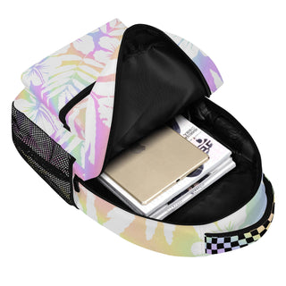 Kids Large Pastel Rainbow Hibiscus Checkered Backpack Backpacks Berry Jane
