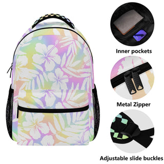 Kids Large Pastel Rainbow Hibiscus Checkered Backpack Backpacks Berry Jane