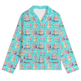 Women’s Birthday Pajamas – Pastel Cakes Cupcakes Print Lounge Set Women's Pajama Sets Berry Jane