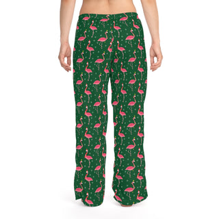 Women's Holiday Pajama Pants, Flamingo Beach Christmas Womens Pajama Pants Berry Jane