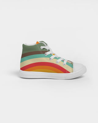 Kids 70s Vintage Style Rainbow Checker Hightop Canvas Shoes Kids Shoes Berry Jane™