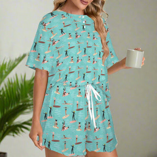 Surfer Girls Novelty Character Print Shorts and Tee  PJ Set Women's Pajama Sets Berry Jane™