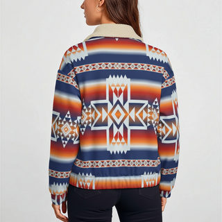 Women’s Southwestern Sherpa-Lined Cropped Jacket – Zip-Up Women's Jackets Berry Jane™