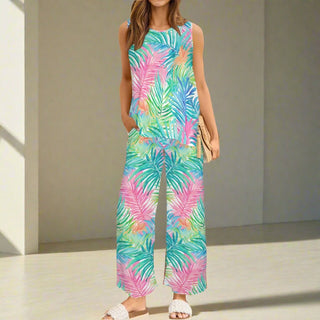 Tropical Leaves Tank + Pant Set