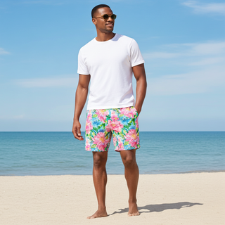 Men's 6.5" UPF50+ Recycled Swim Trunks, Preppy Floral Swim Trunks Berry Jane™