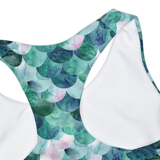 Girls Two Piece Swimsuit, Sea Glass Green Mermaid Scales Girls Swimwear Berry Jane