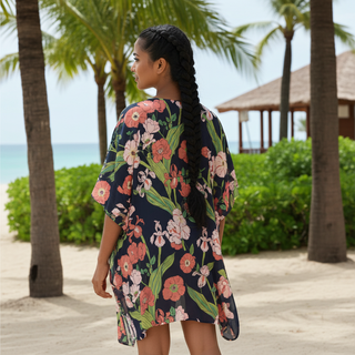 Womens Long Kimono Sleeve Swimsuit Cover-up, Seychelles Floral Swimsuit Cover-up Berry Jane