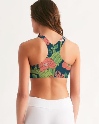 Women's Seamless Sports Bra, Seychelles Floral Activewear Berry Jane™