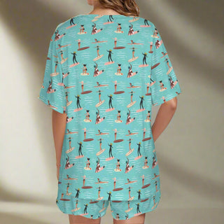 Surfer Girls Novelty Character Print Shorts and Tee  PJ Set Women's Pajama Sets Berry Jane™