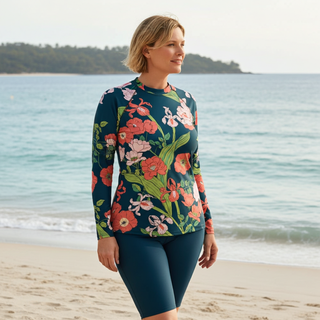 Women's Plus Size UPF 50 Rash Guard Swim Shirt | Seychelles Floral Rash Guards & Swim Shirts Berry Jane™