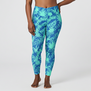 7/8 Length Cross Waistband Swim Surf Leggings w/Pockets - Turquoise  Blue Swim leggings Berry Jane™