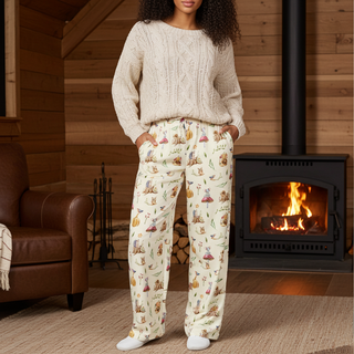 Women's Cute Fall Woodland Creatures Pajama Lounge Pants Womens Pajama Pants Berry Jane™