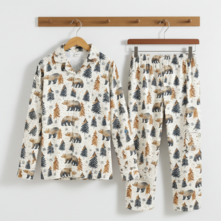 His or Hers Fall Nordic Bears Pajamas – Cabin Winter & Holiday Sleepwear - Couples Matching Pajama Sets Berry Jane