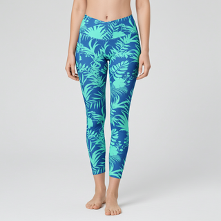 7/8 Length Cross Waistband Swim Surf Leggings w/Pockets - Turquoise  Blue Swim leggings Berry Jane™