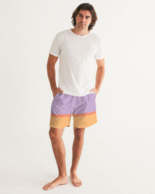 Men's 7" Inseam UPF 50 Swim Trunks, Desert Sunset Stripe Swim Trunks Berry Jane™