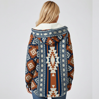 Women’s Southwestern Fleece Sherpa Lined Jacket with Hood Women's Jackets Berry Jane