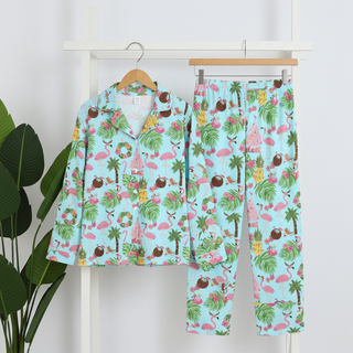 His Hers Turquoise Beach Christmas Pajamas, Tropical Christmas Pajama Set Women's Pajama Sets Berry Jane