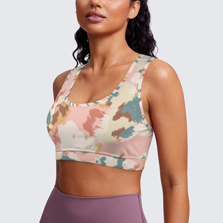 Peach Abstract Camo Racerback Sports Bra