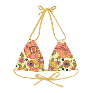 Retro 70s Floral Triangle Bikini Top Swimsuit Tops Berry Jane