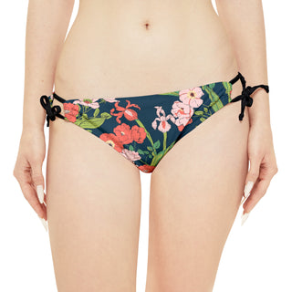 Women's Classic Side Tie Bikini Bottoms, Seychelles Floral Swimsuit Bottoms Berry Jane