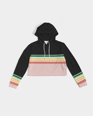 Vintage Hawaii Stripe Women's French Terry Cropped Hoodie Sweatshirt Hoodies & Sweatshirts Berry Jane™