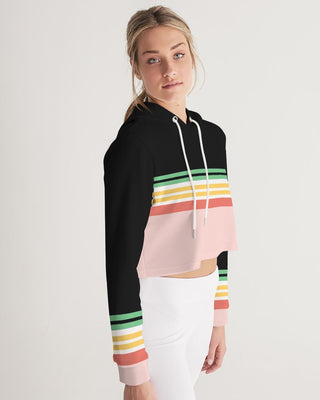 Vintage Hawaii Stripe Women's French Terry Cropped Hoodie Sweatshirt Hoodies & Sweatshirts Berry Jane™