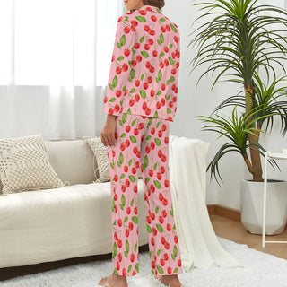 Women's Classic Pajama Set, Cherry Print Pajama Sets Berry Jane