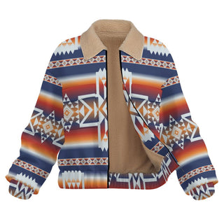 Women’s Southwestern Sherpa-Lined Cropped Jacket – Zip-Up Women's Jackets Berry Jane™