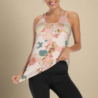 Peach Camo Sports Tank Top with Built-In Shelf Bra Activewear Tops Berry Jane™