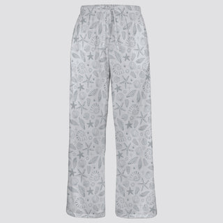 Women's Sea Shells Wide Leg Pajama Lounge Pants, Grey Womens Pajama Pants Berry Jane