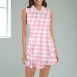 Pink Gingham Tennis Dress + Short Set