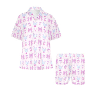 Women's Cute Pastel Chickens Jersey Knit Pajama Shorts Set, Pink Women's Pajama Sets Berry Jane™