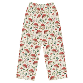 Cute Adults pajama pants - red mushrooms