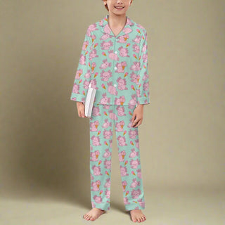 Kids Axolotl 2 Pc. Pajama Set, Sea Foam Green