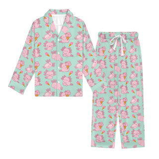 Kids Axolotl 2 Pc. Pajama Set, Sea Foam Green