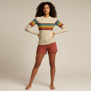 Women's Vintage 70s Stripe Rash Guard, UPF50+ Baja Sunset Rash Guards & Swim Shirts Berry Jane™
