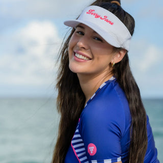 Women's tennis sun visor hat, white Berry Jane logo sun visor