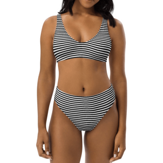 Women's 2 Pc Bikini, Black and White Stripe 2 Pc Swimsuit Set Berry Jane™