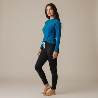 Women's Black UPF 50+ Lined Swim Pants with Drawstring, Inner Brief Swim leggings Berry Jane™